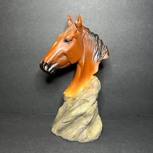 Vintage Classic Equestrian Brown Horse Head Bust Statue Sculpture Decor 6.25" - Picture 1 of 6